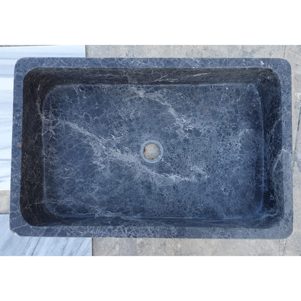 TCSC | Natural Stone Sirius Black Marble Rectangular Above Vanity Bathroom Sink Polished