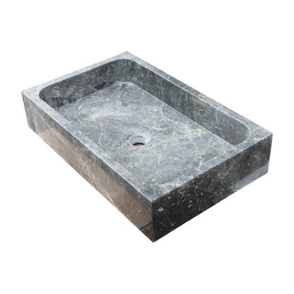 TCSC | Sirius Gray Marble Rectangular Above Vanity Bathroom Sink (W)15" (L)24" (H)5"