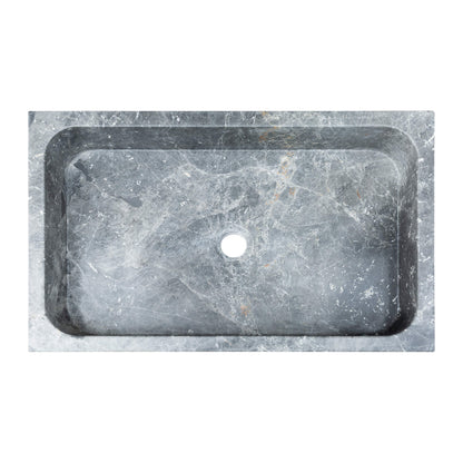 TCSC | Sirius Gray Marble Rectangular Above Vanity Bathroom Sink (W)15" (L)24" (H)5"