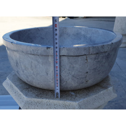 TCSC | Sirius Silver Marble Natural Stone Above Vanity or Drop-in Bathroom Sink (D)16" (H)6"