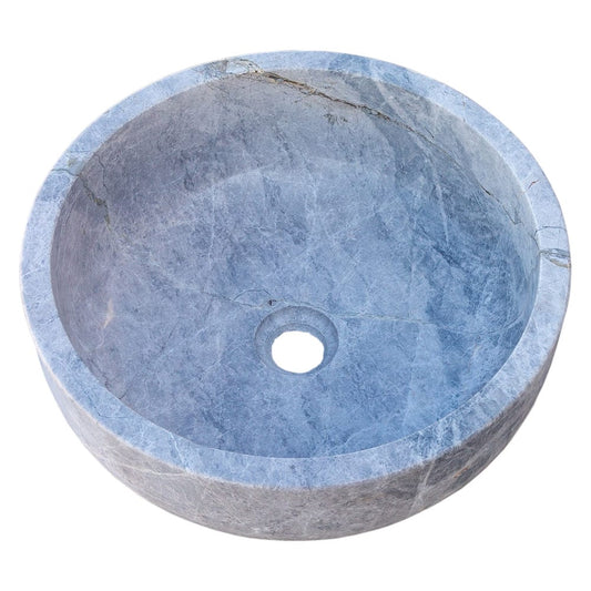 TCSC | Natural Stone Sirius Silver Marble Above Vanity Bathroom Vessel Sink (D)16" (H)6"