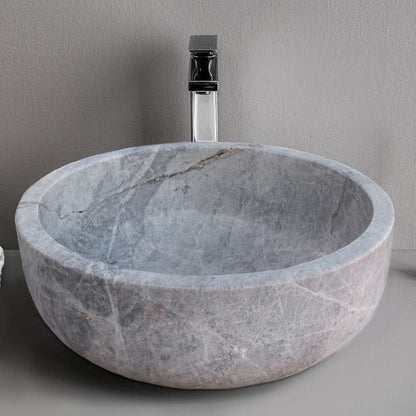 Natural Stone Sirius Silver Marble Above Vanity Bathroom Vessel Sink (D)16" (H)6"