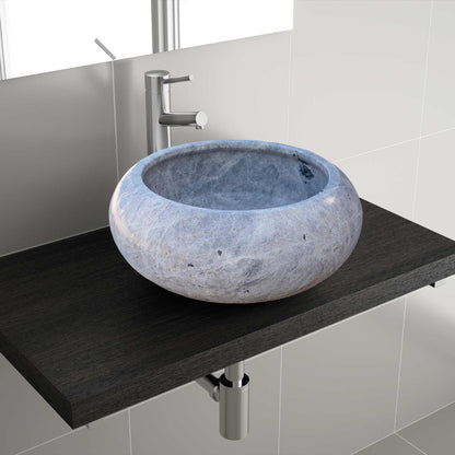 TCSC | Natural Stone Sirius Silver Marble Above Vanity Bathroom Sink (D)15.5" (H)6"