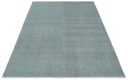 Solid Gray Hand knotted Modern look Custom Made wool Area Rug