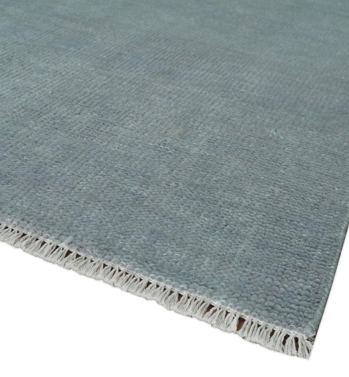 Solid Gray Hand knotted Modern look Custom Made wool Area Rug