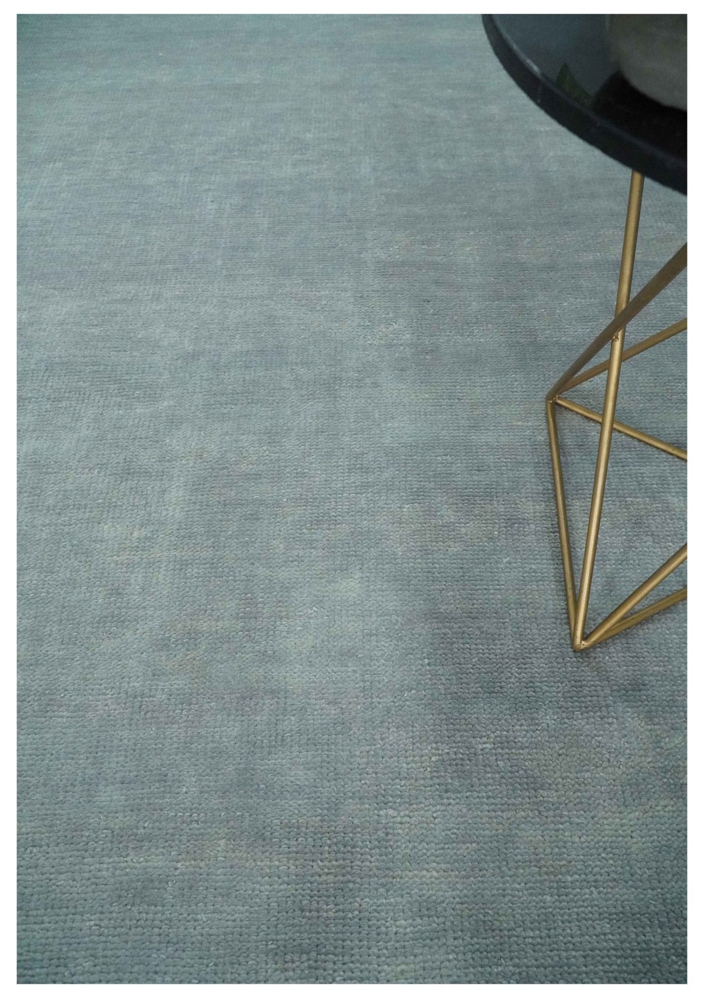 Solid Gray Hand knotted Modern look Custom Made wool Area Rug