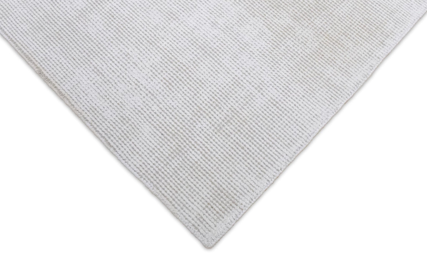 Solid Ivory Hand Made Textured Wool Area Rug | Low Pile | No Shedding