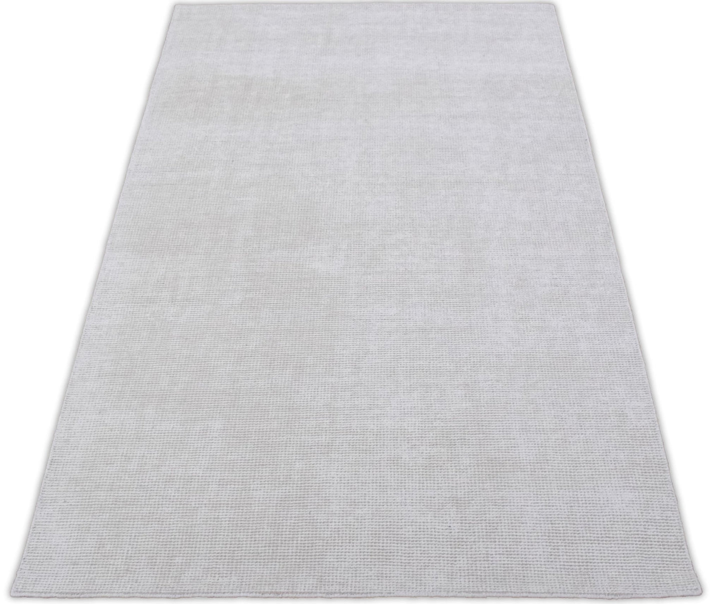 Solid Ivory Hand Made Textured Wool Area Rug | Low Pile | No Shedding