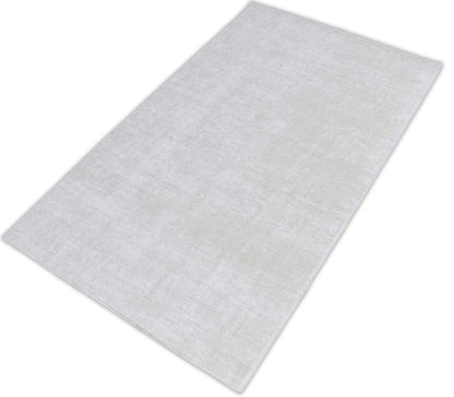 Solid Ivory Hand Made Textured Wool Area Rug | Low Pile | No Shedding