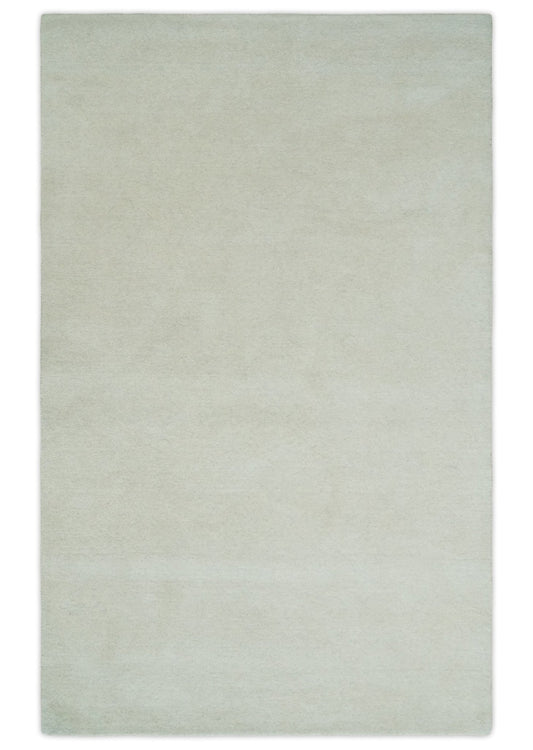 Custom Made Solid Ivory White Hand Tufted Layering Rug