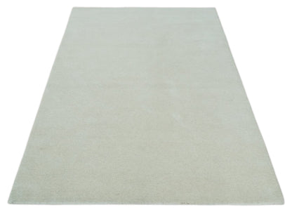 Custom Made Solid Ivory White Hand Tufted Layering Rug