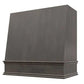 Riley & Higgs Stained Gray Wood Range Hood With Angled Front and Decorative Trim - 30", 36", 42", 48", 54" and 60" Widths Available