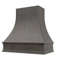 Riley & Higgs Stained Gray Wood Range Hood With Curved Front and Decorative Trim - 30" 36" 42" 48" 54" and 60" Widths Available