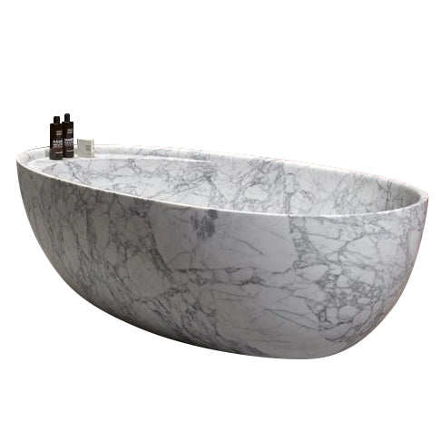 TCSC | Statuario White Marble Bathtub Hand-carved from Solid Marble Block (W)32" (L)68" (H)20"