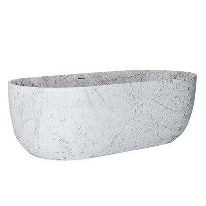 TCSC | Statuario White Marble Bathtub Hand-carved from Solid Marble Block (W)32" (L)67" (H)20"