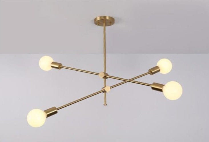 Residence Supply 4 Heads - 36.6" x 19.7" / 93cm x 50cm / Gold Sunburst Chandelier