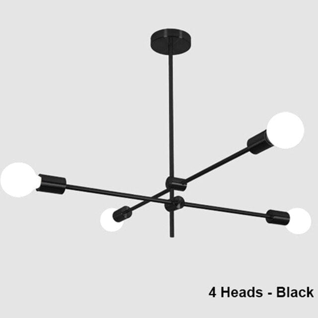 Residence Supply 4 Heads - 36.6" x 19.7" / 93cm x 50cm / Black Sunburst Chandelier