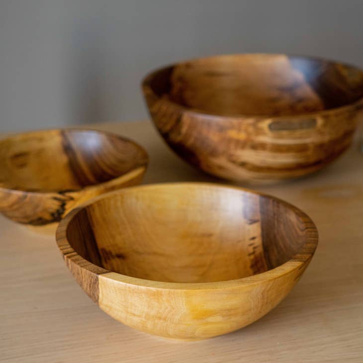 Ethical Trade Co Tabletop Hand-Carved Ukrainian Walnut Wood Fruit Bowl