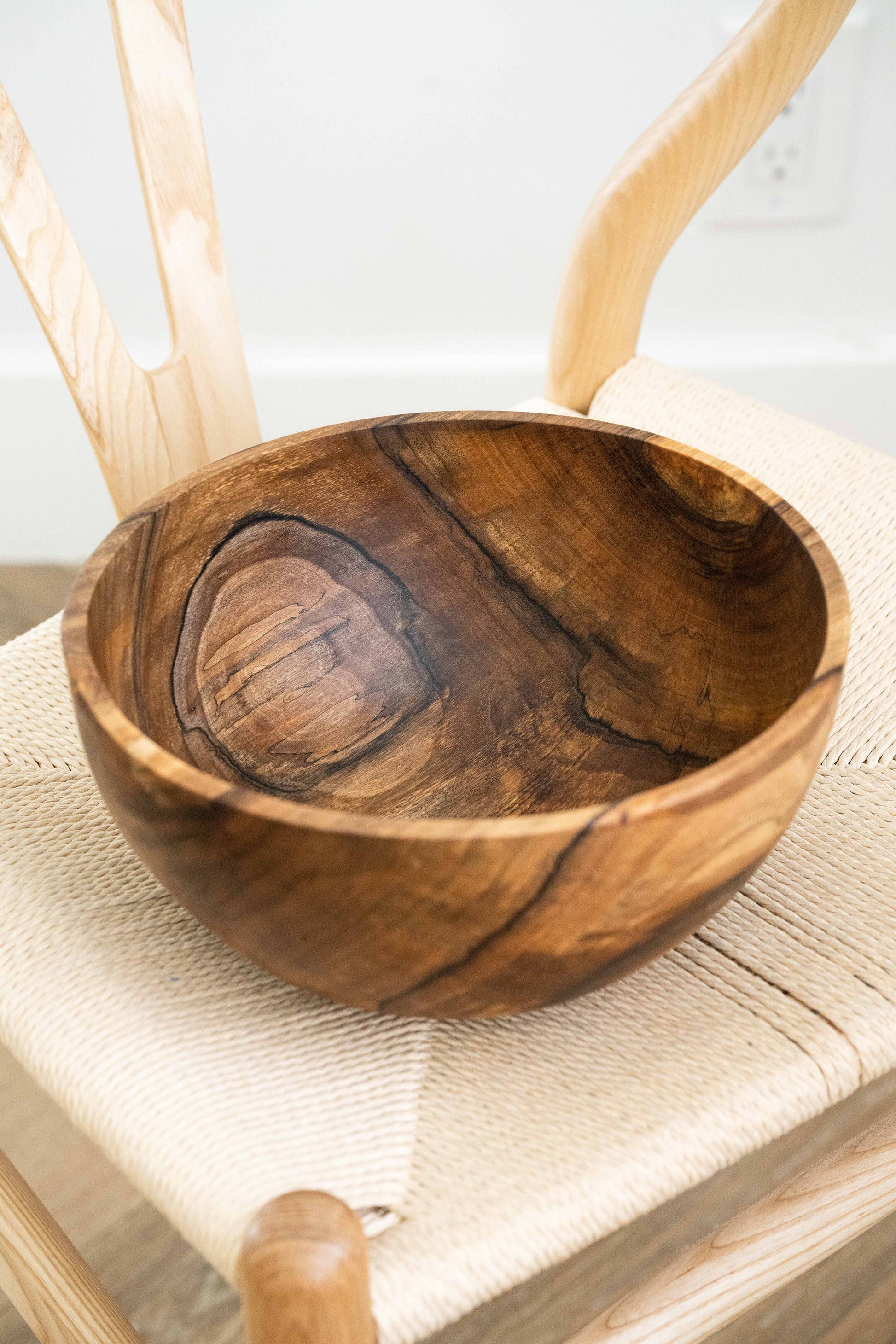 Ethical Trade Co Tabletop Hand-Carved Ukrainian Walnut Wood Fruit Bowl