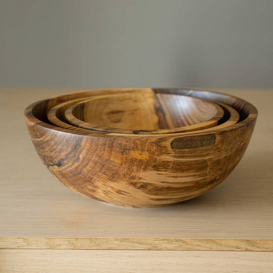 Ethical Trade Co Tabletop Hand-Carved Ukrainian Walnut Wood Fruit Bowl