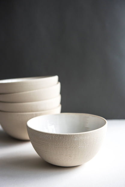 Ethical Trade Co Tabletop Everyday Bowl / White Handmade Ukrainian Matte Stoneware Bowls