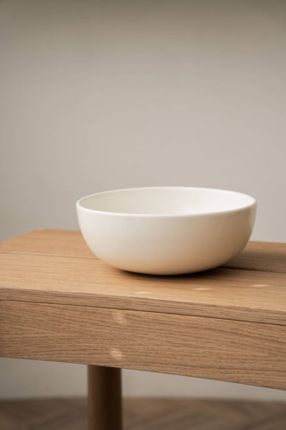 Ethical Trade Co Tabletop Salad Bowl / White Handmade Ukrainian Matte Stoneware Bowls