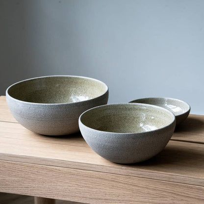 Ethical Trade Co Tabletop Concrete Handmade Ukrainian Stoneware Nesting Bowl Set