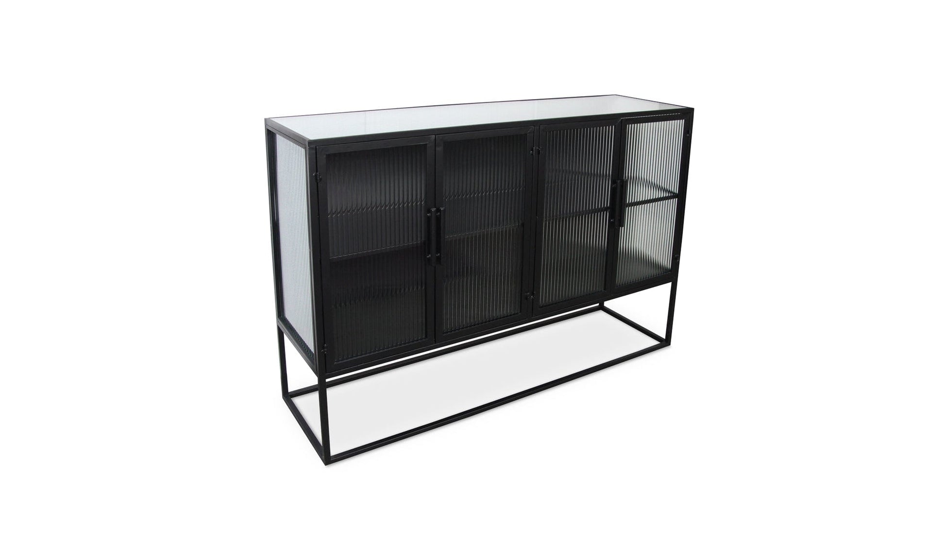 Moe's TANDY CABINET Organic Bookshelf Slab with Glass Shelves