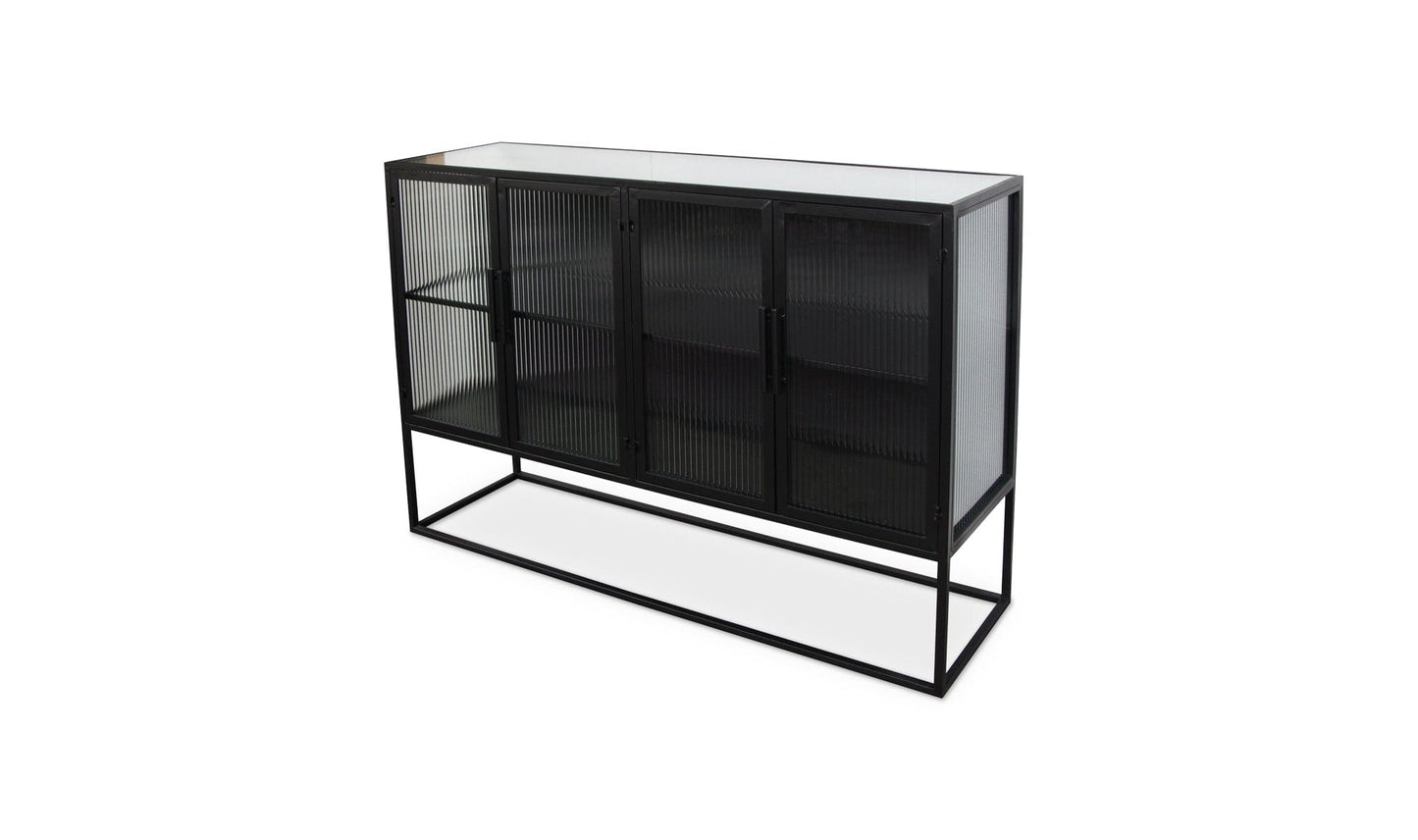 Moe's TANDY CABINET Organic Bookshelf Slab with Glass Shelves