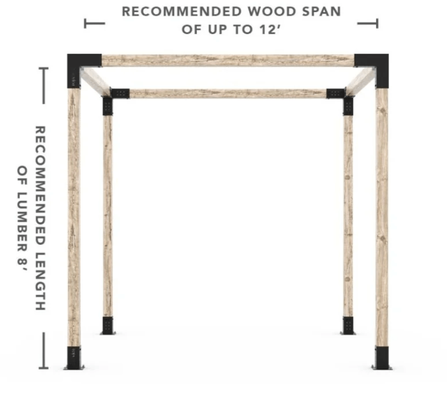 The Carpentry Shop Co. Toja Any Size Pergola Kit with Post Wall for 4x4 Wood Posts