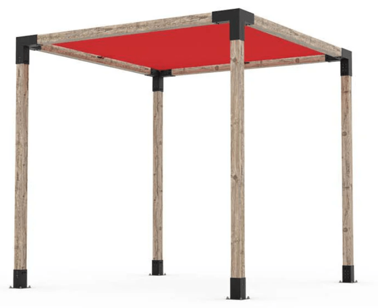 The Carpentry Shop Co. 8'x 8' / Crimson Toja Grid Single Pergola Kits- Free Standing 4x4 Wood Post (With Shade Sail)