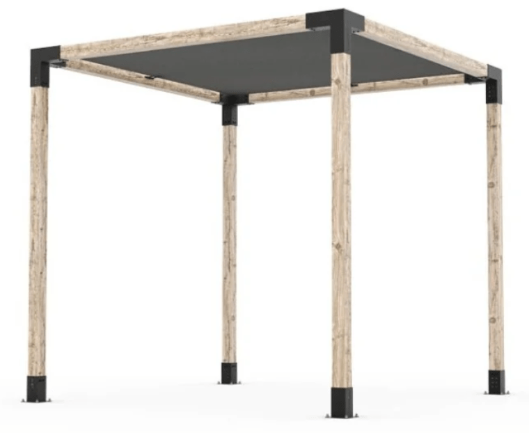 The Carpentry Shop Co. 8'x 8' / Graphite Toja Grid Single Pergola Kits- Free Standing 4x4 Wood Post (With Shade Sail)