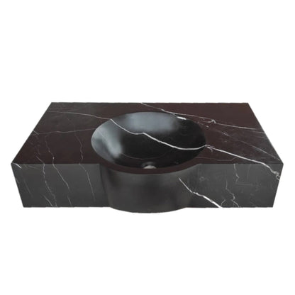 TCSC | Toros Black Marble Rectangular Wall-mount Bathroom Sink (W)17" (L)30" (H)6"