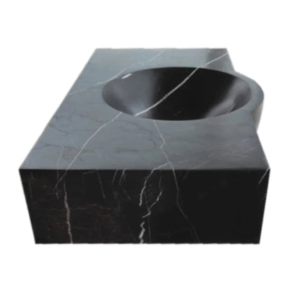 TCSC | Toros Black Marble Rectangular Wall-mount Bathroom Sink (W)17" (L)30" (H)6"