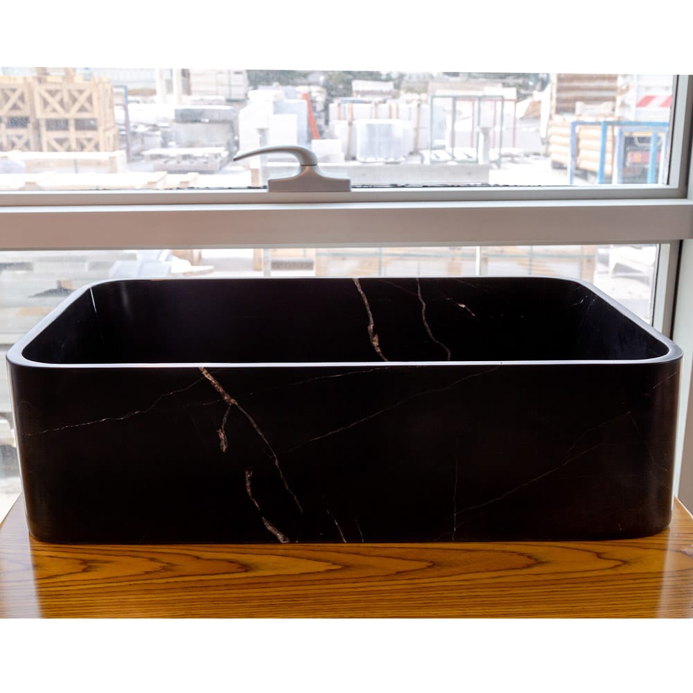 Toros Black Marble Above Vanity Rectangular Bathroom Sink Polished (W)13.5" (L)21.5" (H)6"