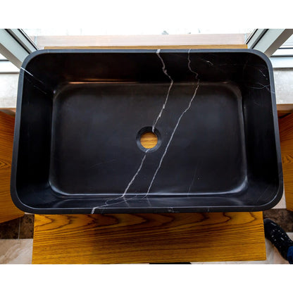 TCSC | Toros Black Marble Above Vanity Rectangular Bathroom Sink Polished (W)13.5" (L)21.5" (H)6"