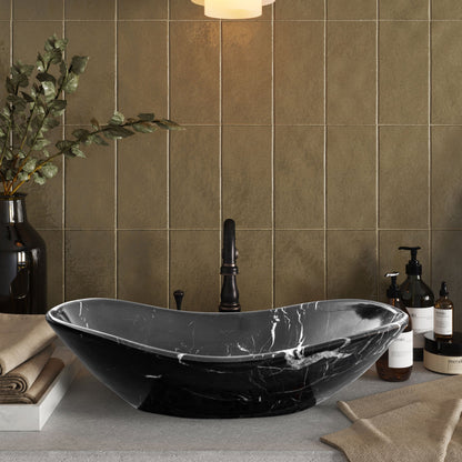 Toros Black Marble Above Vanity Gondola Design Bathroom Sink