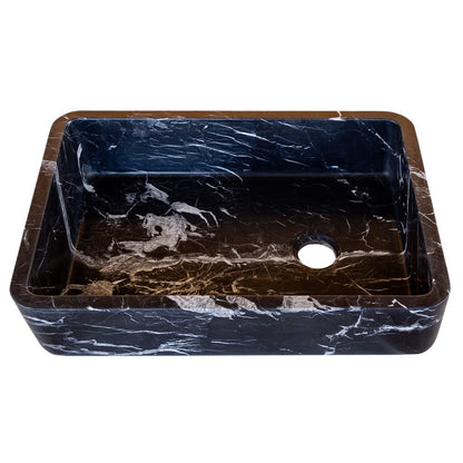 TCSC | Toros Black Marble Rectangular Above Vanity Bathroom Sink (W)14.4" (L)20.3" (H)4.70"