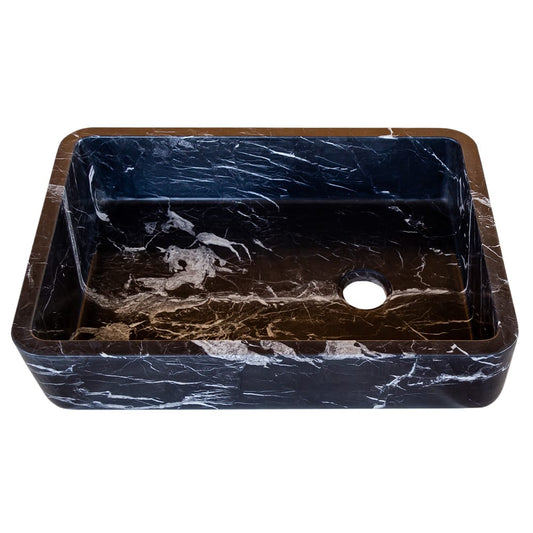 TCSC | Toros Black Marble Rectangular Above Vanity Bathroom Sink (W)14.4" (L)20.3" (H)4.70"