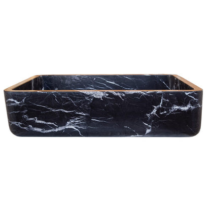 TCSC | Toros Black Marble Rectangular Above Vanity Bathroom Sink (W)14.4" (L)20.3" (H)4.70"