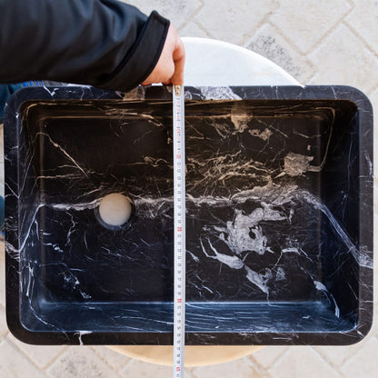 TCSC | Toros Black Marble Rectangular Above Vanity Bathroom Sink (W)14.4" (L)20.3" (H)4.70"