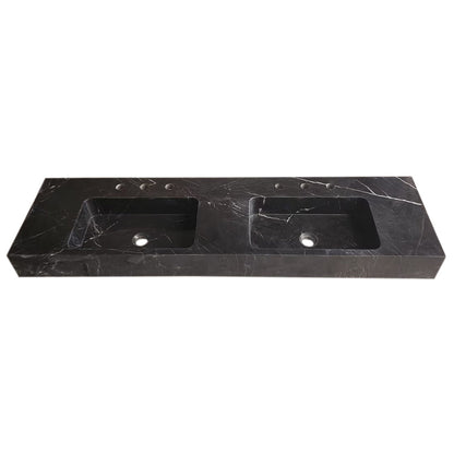 TCSC | Toros Black Marble Double Sink Wall-mount Bathroom Sink Polished (W)18" (L)60" (H)6"