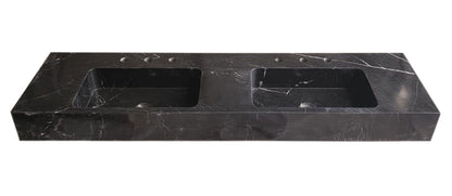 TCSC | Toros Black Marble Double Sink Wall-mount Bathroom Sink Polished (W)18" (L)60" (H)6"