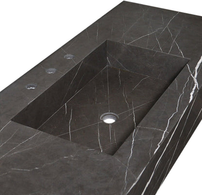 TCSC | Toros Black Marble Rectangular Wall-mount Bathroom Sink (W)20" (L)48" (H)6"