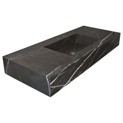 TCSC | Toros Black Marble Rectangular Wall-mount Bathroom Sink (W)20" (L)48" (H)6"