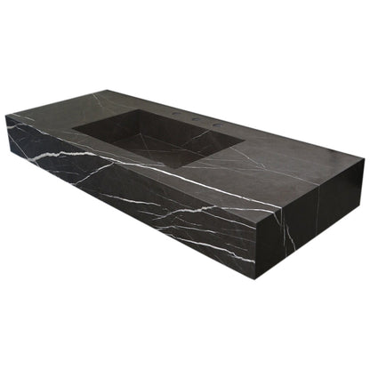 TCSC | Toros Black Marble Rectangular Wall-mount Bathroom Sink (W)20" (L)48" (H)6"