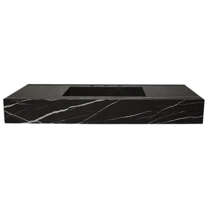 TCSC | Toros Black Marble Rectangular Wall-mount Bathroom Sink (W)20" (L)48" (H)6"