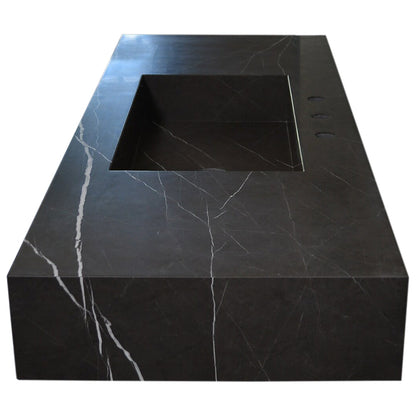 TCSC | Toros Black Marble Rectangular Wall-mount Bathroom Sink (W)20" (L)48" (H)6"