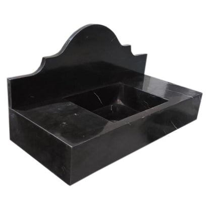 TCSC | Toros Black Marble Wall-mount Bathroom Sink with Backsplash Polished (W)15" (W)33" (H)6"