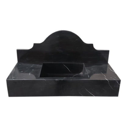 TCSC | Toros Black Marble Wall-mount Bathroom Sink with Backsplash Polished (W)15" (W)33" (H)6"